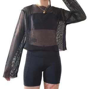 boxy black mesh fishnet sweater jumper size M